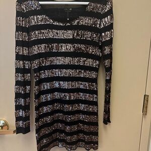 Joe's Jeans Black and gold Sequin Long Sleeve Dress